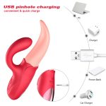 MNN33-067-Clitoral Tongue Licking Vibrator, Rose Toy 2 in 1 for Women,G-spot Nipple Stimulator with 10 Vibration Modes Dildo Vibrators Adult Sex Toys for Women & Couples - Image 7