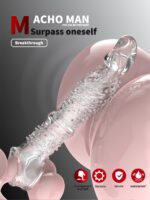 UMP-S07A Reusable Transparent TPE Vagina Stimulating Extended Penis Sleeve - Image 3