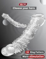 UMP-S07A Reusable Transparent TPE Vagina Stimulating Extended Penis Sleeve - Image 4