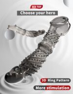 UMPS-07B Reusable Black Transparent TPE Vagina Stimulating Extended Penis Sleeve - Image 4