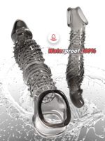 UMPS-07B Reusable Black Transparent TPE Vagina Stimulating Extended Penis Sleeve - Image 8