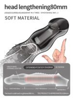 UMP-S9B Reusable Black Transparent TPE Vagina Stimulating Extended Penis Sleeve - Image 8