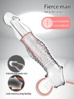 UMP-S9A Reusable Transparent TPE Vagina Stimulating Extended Penis Sleeve - Image 3