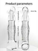 UMP-S9A Reusable Transparent TPE Vagina Stimulating Extended Penis Sleeve - Image 9