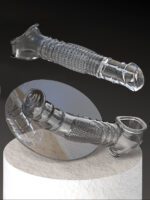 UMP-S8B Reusable Black Transparent TPE Vagina Stimulating Extended Penis Sleeve - Image 14