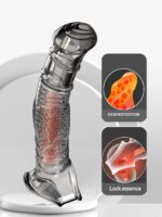 UMP-S8B Reusable Black Transparent TPE Vagina Stimulating Extended Penis Sleeve - Image 5