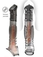 UMP-S8B Reusable Black Transparent TPE Vagina Stimulating Extended Penis Sleeve - Image 7