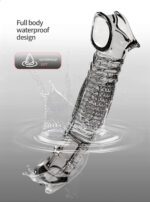 UMP-S8B Reusable Black Transparent TPE Vagina Stimulating Extended Penis Sleeve - Image 9